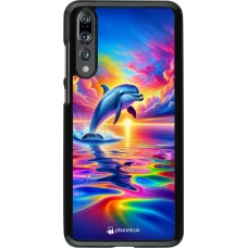 Huawei P20 Pro Case Hülle - Glücklicher Regenbogen-Delfin