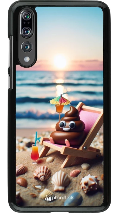 Huawei P20 Pro Case Hülle - Kackhaufen Emoji auf Liegestuhl