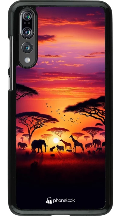 Huawei P20 Pro Case Hülle - Safari Sonnenuntergang Wildtiere