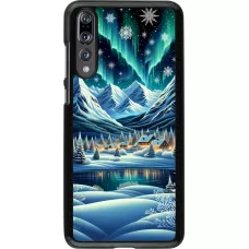 Huawei P20 Pro Case Hülle - Verschneites Bergdorf am See in der Nacht