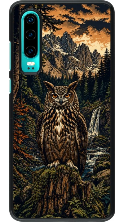 Coque Huawei P30 - Linocut Grand-Duc