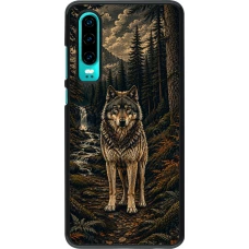 Coque Huawei P30 - Linocut Loup
