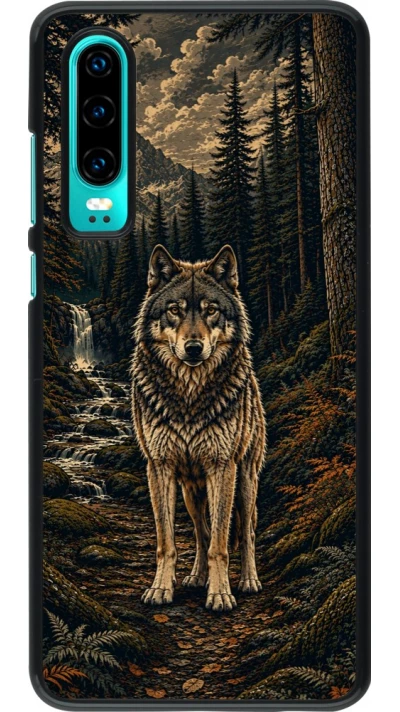 Coque Huawei P30 - Linocut Loup