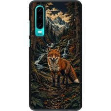 Coque Huawei P30 - Linocut Renard