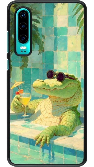 Coque Huawei P30 - Crocodile in the swimming pool Summer 2026