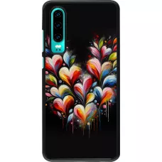 Coque Huawei P30 - Valentine 2024 Coeur Noir Abstrait
