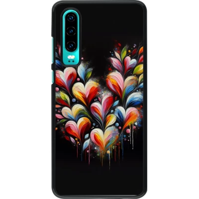 Coque Huawei P30 - Valentine 2024 Coeur Noir Abstrait
