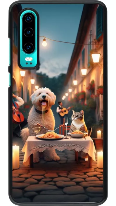 Coque Huawei P30 - Valentine 2024 Dog & Cat Candlelight