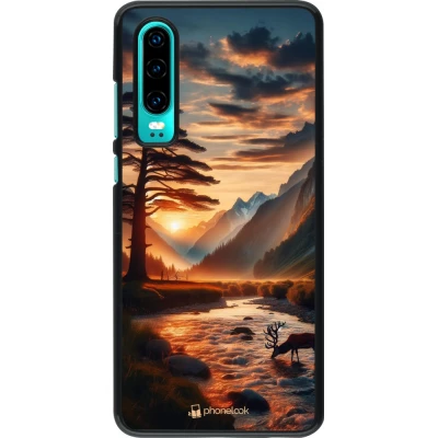 Coque Huawei P30 - Valley Sunset Deer Tree