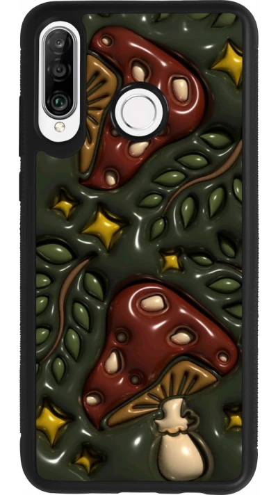 Coque Huawei P30 Lite - Silicone rigide noir Autumn 26 3D mushrooms