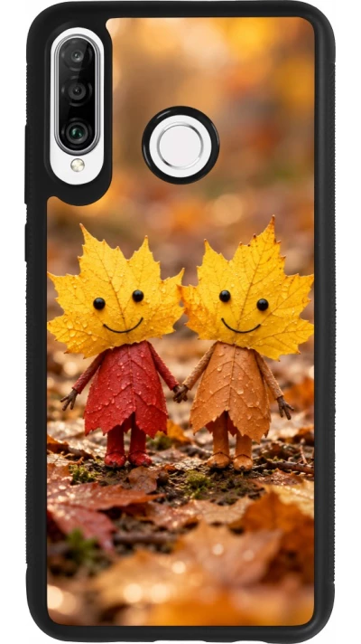 Coque Huawei P30 Lite - Silicone rigide noir Autumn 26 Couple of leaves