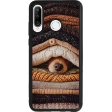 Coque Huawei P30 Lite - Silicone rigide noir Autumn 26 Dog under the covers