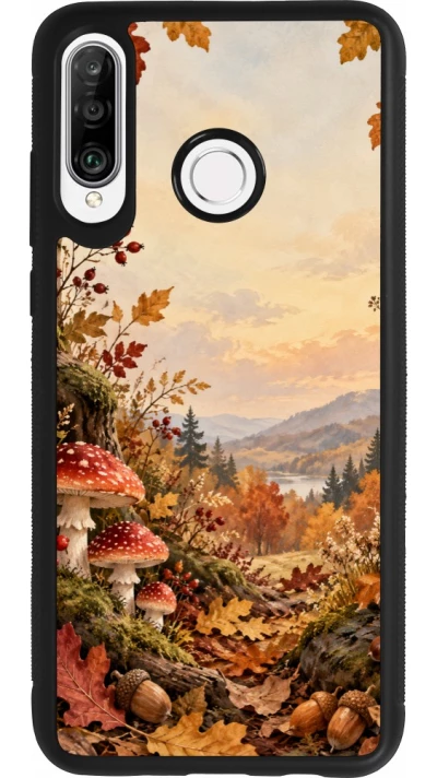 Coque Huawei P30 Lite - Silicone rigide noir Autumn 26 Illustrated Autumn