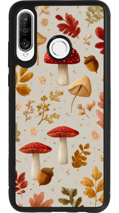 Coque Huawei P30 Lite - Silicone rigide noir Autumn 26 Mushrooms and leaves