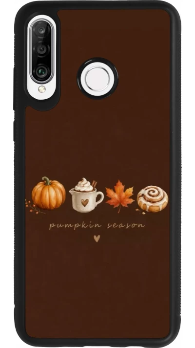 Coque Huawei P30 Lite - Silicone rigide noir Autumn 26 Pumpkin season