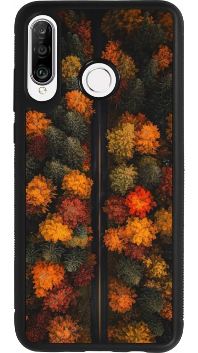 Coque Huawei P30 Lite - Silicone rigide noir Autumn 26 Road in autumn