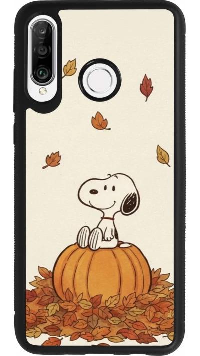 Coque Huawei P30 Lite - Silicone rigide noir Autumn 26 Snoopy autumn