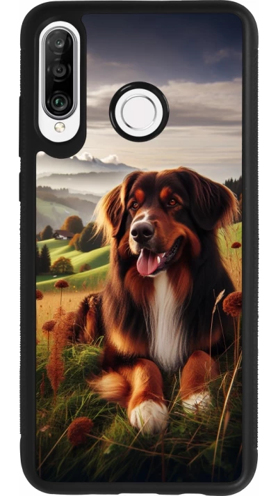 Coque Huawei P30 Lite - Silicone rigide noir Chien Campagne Suisse