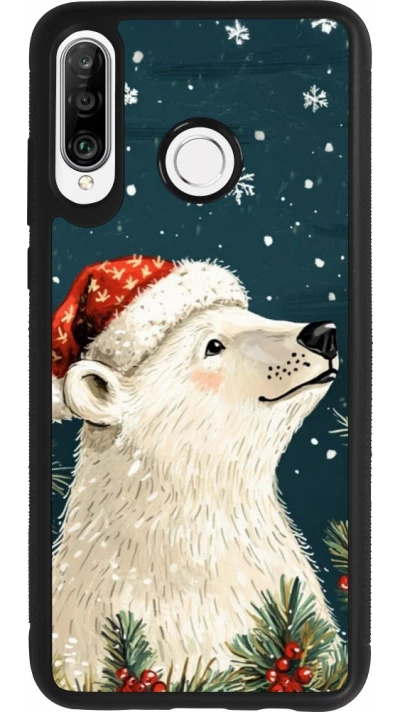 Coque Huawei P30 Lite - Silicone rigide noir Christmas 25 Bear