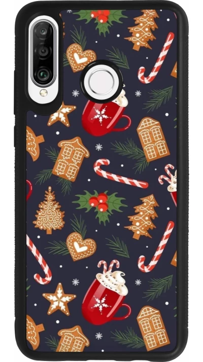 Coque Huawei P30 Lite - Silicone rigide noir Christmas 25 Pattern Gingerbread House