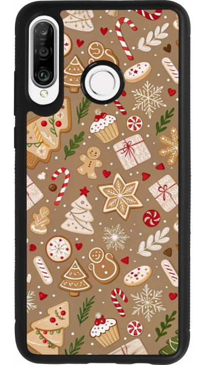 Coque Huawei P30 Lite - Silicone rigide noir Christmas 25 Pattern Ginger Cookie