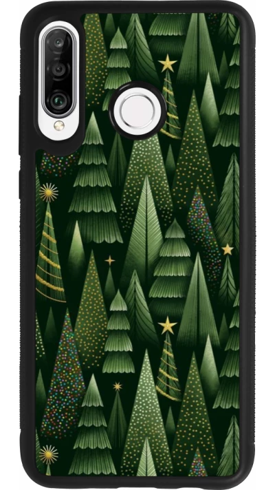 Coque Huawei P30 Lite - Silicone rigide noir Christmas 25 Pattern Xmas Tree