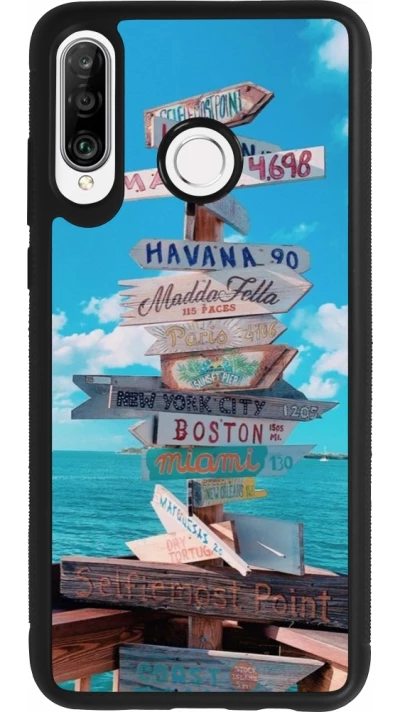 Coque Huawei P30 Lite - Silicone rigide noir Cool Cities Directions