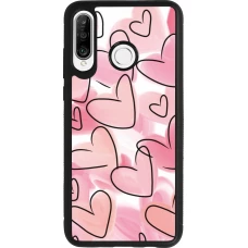 Huawei P30 Lite Case Hülle - Silikon schwarz Easter 2023 pink hearts