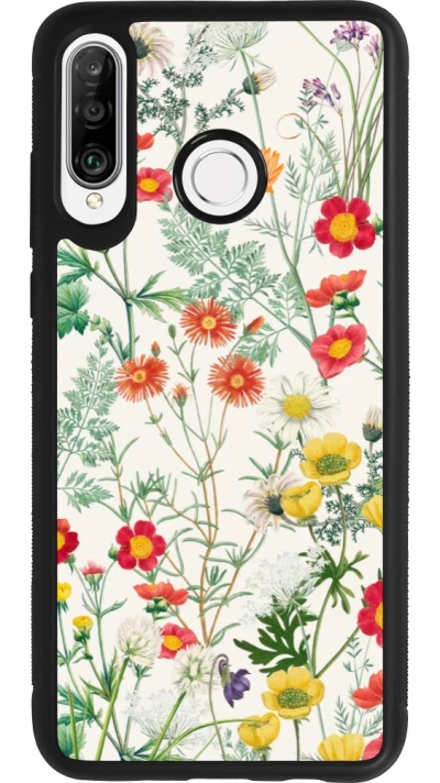 Coque Huawei P30 Lite - Silicone rigide noir Flora Botanical Wildlife