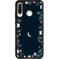 Coque Huawei P30 Lite - Silicone rigide noir Flowers space