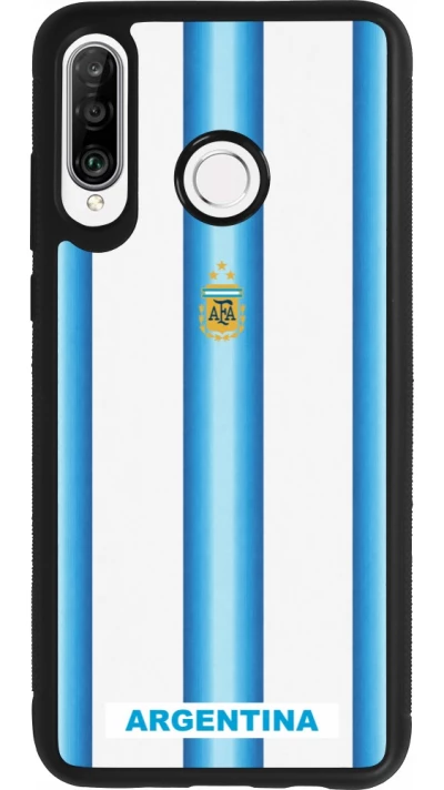 Coque Huawei P30 Lite - Silicone rigide noir Maillot de football Argentine 2026 personnalisable