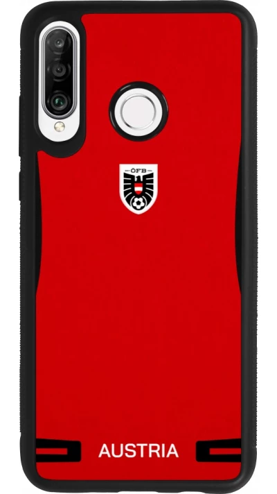Coque Huawei P30 Lite - Silicone rigide noir Maillot de football Autriche 2026 personnalisable