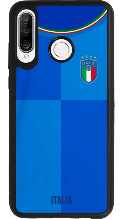 Coque Huawei P30 Lite - Silicone rigide noir Maillot de football Italie 2022 personnalisable
