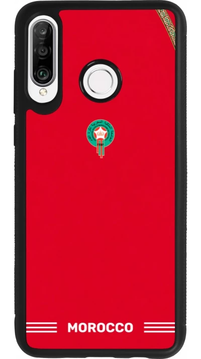 Coque Huawei P30 Lite - Silicone rigide noir Maillot de football Maroc 2026 personnalisable