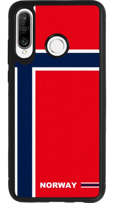 Coque Huawei P30 Lite - Silicone rigide noir Maillot de football Norvège 2026 personnalisable
