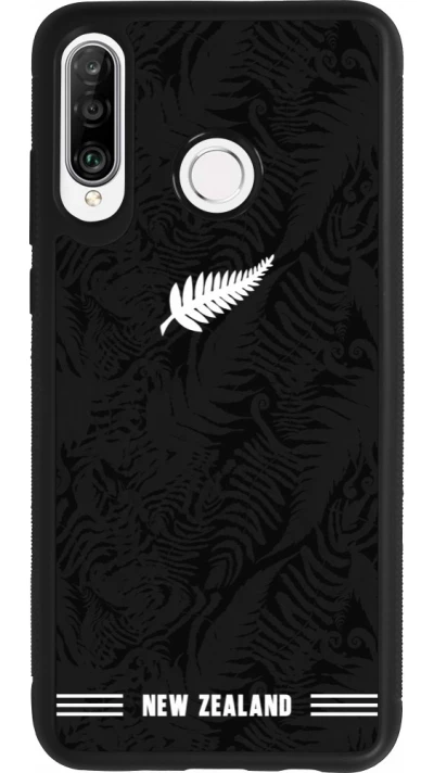 Coque Huawei P30 Lite - Silicone rigide noir Maillot de football Nouvelle-Zélande 2026 personnalisable