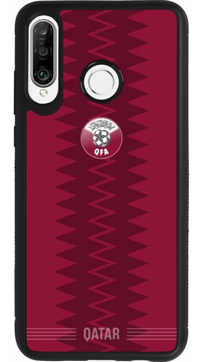 Huawei P30 Lite Case Hülle - Silikon schwarz Qatar 2026 personalisierbares Fussballtrikot