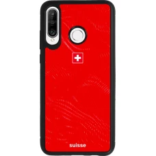 Coque Huawei P30 Lite - Silicone rigide noir Maillot de football Suisse 2026 personnalisable