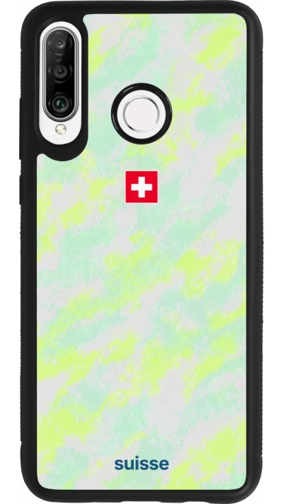 Huawei P30 Lite Case Hülle - Silikon schwarz Schweiz Away 2026 personalisierbares Fussballtrikot