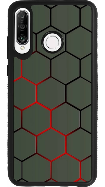 Coque Huawei P30 Lite - Silicone rigide noir Geometric Line red