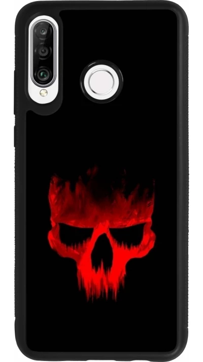 Coque Huawei P30 Lite - Silicone rigide noir Halloween 2023 scary skull