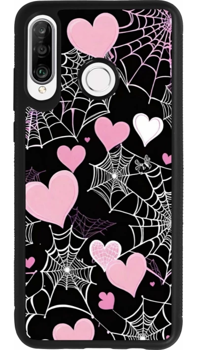 Coque Huawei P30 Lite - Silicone rigide noir Halloween 2024 girly