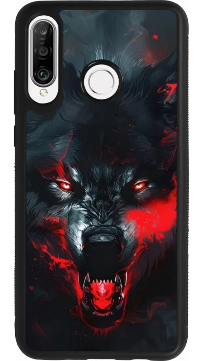 Coque Huawei P30 Lite - Silicone rigide noir Halloween 2024 mad werewolf