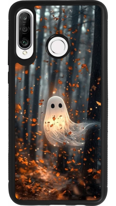 Coque Huawei P30 Lite - Silicone rigide noir Halloween 2025 Ghost in the forest
