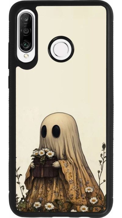 Coque Huawei P30 Lite - Silicone rigide noir Halloween 2025 Ghost gardener