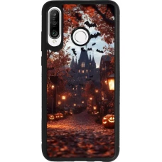 Coque Huawei P30 Lite - Silicone rigide noir Halloween 2025 Haunted house