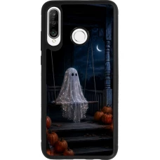 Huawei P30 Lite Case Hülle - Silikon schwarz Halloween 2026 Ghost on a swing