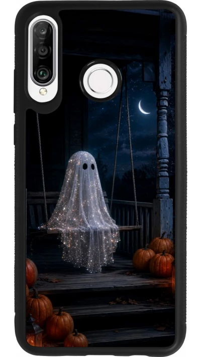 Huawei P30 Lite Case Hülle - Silikon schwarz Halloween 2026 Ghost on a swing