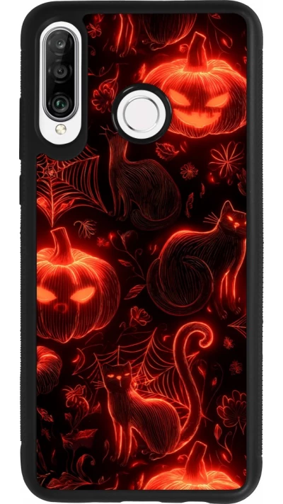 Huawei P30 Lite Case Hülle - Silikon schwarz Halloween 2026 Pattern Halloween