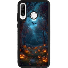 Huawei P30 Lite Case Hülle - Silikon schwarz Halloween 2026 Road of Pumpkins